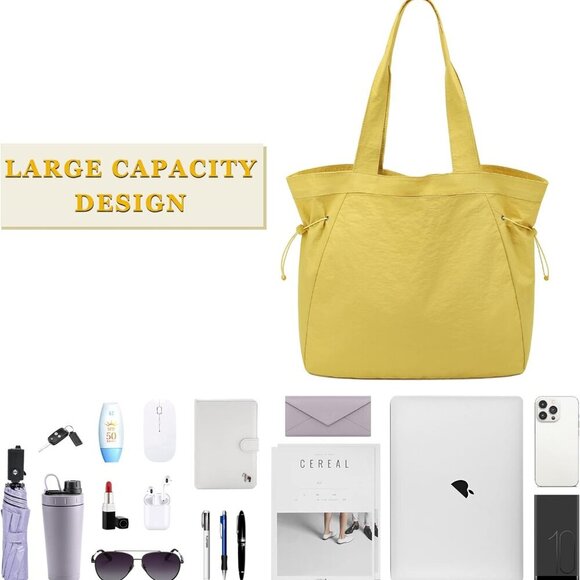 Large Women's Tote Bag Nylon Waterproof Travel Work Shopping Gym - Picture 6 of 6